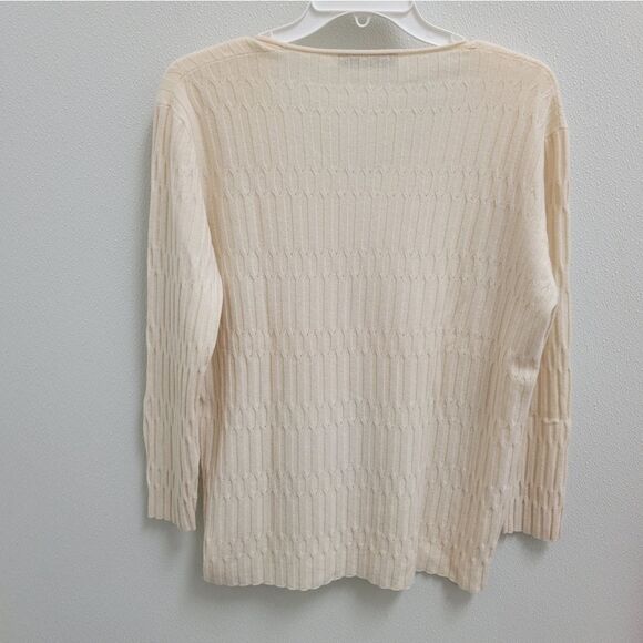 Fabiana Filippi Cream V Neck Cashmere 3/4 Sleeve Sweater Large - Picture 2 of 7